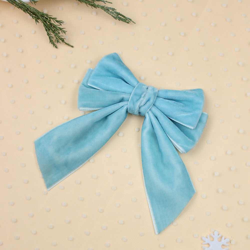 Wholesale 5pcs A-grade Velvet Christmas Velvet Ribbon Bow Sweet Hair Clip